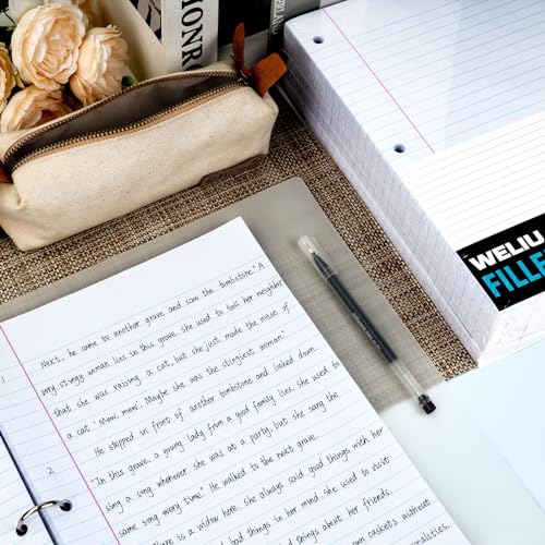 Loose Leaf Notebook Paper 750 Sheets 5 Packs Bulk for 3 Ring Binder, 8x10.5 Filler Paper Wide Ruled 3-Hole Punched Lined Paper for Writing Office Business School College Home (150 Sheets/Pack)