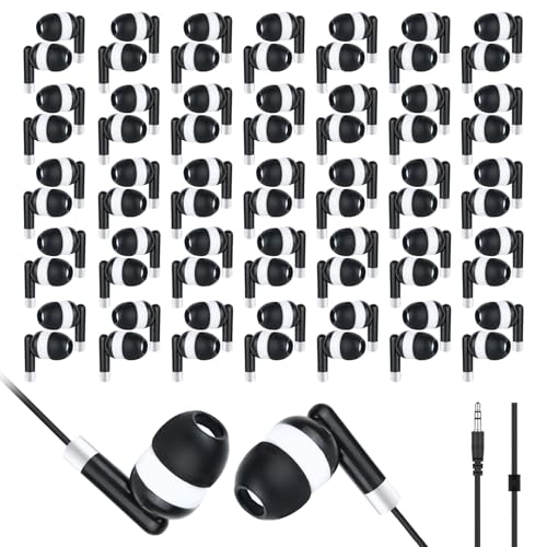 Bulk Kids Earbuds for School Classroom 200 Pack,3.5 mm Jack | Earphones for School Library Computers Chromebook Laptop PC - color: Black, size: 200 Pack