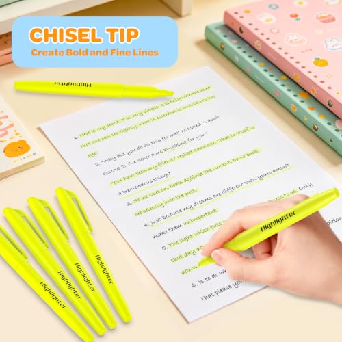 48 Count Yellow Highlighters Bulk - Chisel Tip, No Bleed & Quick Dry, Ideal for Note Taking, Studying, School, Office, Student & Teacher Supplies - color: Yellow