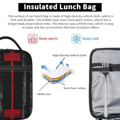 Weightlifting American Flag Lunch Bag 10In | Insulated Lunch Box Reusable Tote Bag For Picnic Office For Women Men - color: Style 1