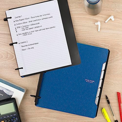 Five Star Flex Refillable Notebook + Study App, College Ruled Paper and 1-1/2 Inch TechLock Ring Binder with Pockets, Tabs and Dividers, 300 Sheet Capacity, Pacific Blue (29324AD2) (Pack of 6) - color: Pacific Blue, size: 6 Pack