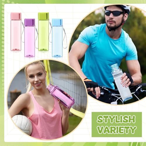 Mifoci 40 Pieces Water Bottle Bulk 17 oz Plastic Water Bottles for Kids Adults Leak Proof Reusable Sport Drinking Cups with Handle Strap for Party Outdoor Children School Classroom Travel