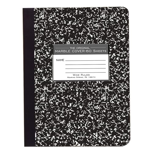 ROARING SPRING Hard Cover Composition Notebook, 36 Pack, Black Marble Comp Book, 9.75″ x 7.5″, Wide-Ruled with Margin, 60 Sheets (120 Pages) - size: 9.75" x 7.5", style: 36 Pack - Wide-Ruled - 60 Sheets - Black Marble