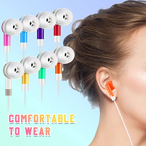 Macarrie 50 Pack Earbuds Bulk for Classroom Kids Wire Earphones Students Ear Buds Set Stereo Headphones for Kids Adults Schools Libraries, 3.5 MM Audio Jack (Mixed Colors)