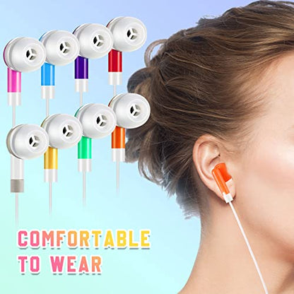 Macarrie 50 Pack Earbuds Bulk for Classroom Kids Wire Earphones Students Ear Buds Set Stereo Headphones for Kids Adults Schools Libraries, 3.5 MM Audio Jack (Mixed Colors)