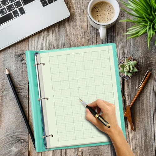 Yaridar Engineering Notebooks - 50 Sheets/100 Pages Graph Paper, 5 x 5 Graph Rule on Back, 3-Hole Engineering Computation Pad, 100 Gsm Green Tint Paper, 8-1/2" x 11" - size: 1-Pack, style: 3-Hole