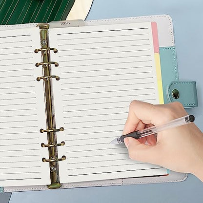 Harphia A5 6 Holes Binder Refill Value Set, 90sheets rulled line loose leaf paper with stickers and dividers, planner inserts with binder pockets for A5 binder 6 holes refillable notebook,005da5line - color: Line Paper Set, size: A5