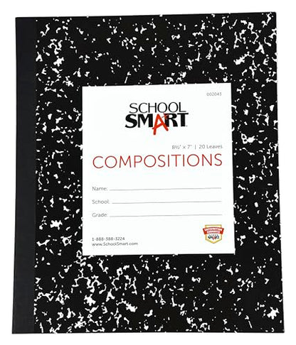 School Smart Flexible Cover Ruled Composition Book, 8-1/2 x 7 Inches, 40 Pages