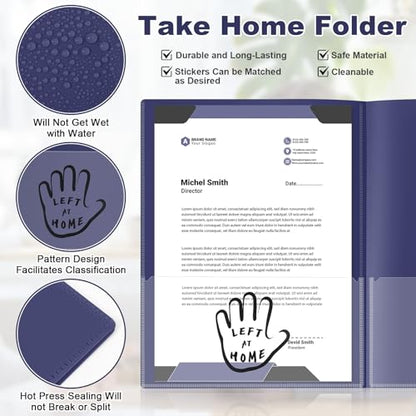 Henoyso 24 Pcs School to Home Folder with Pocket Plastic Heavy Duty Clipboard Folder with Clear Front Pocket Homework Take Home Folders for School Students Parent Teacher Communication (Navy Blue) - color: Navy Blue