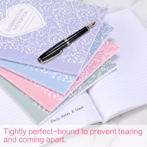 Tenceur 4 Pack Pastel Composition Notebook College Ruled Bulk Marble Composition Notebook Preppy Aesthetic for Back to School Supplies 110 Page 7-1/2" x 9-3/4" Journal for First Day of School Student