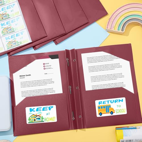 Henoyso 24 Set Take Home Folders with Clear Front Pocket, School-to-Home Communication Folder Bulk for Back to School Classroom, Heavy Duty Plastic Parent-Teacher Homework Folders (Dark Red) - color: Dark Red