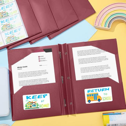 Henoyso 24 Set Take Home Folders with Clear Front Pocket, School-to-Home Communication Folder Bulk for Back to School Classroom, Heavy Duty Plastic Parent-Teacher Homework Folders (Dark Red) - color: Dark Red