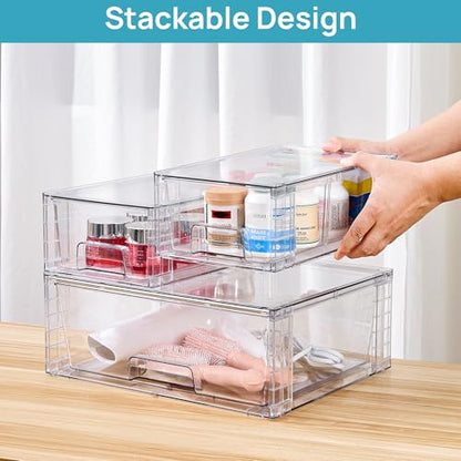 Vtopmart 5pack Easily Clear Storage Dawers - style: 3 Wide+2 Small