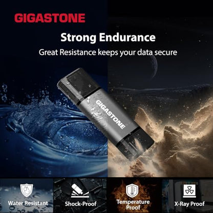 GIGASTONE 256GB Dual USB Flash Drive, USB 3.2 Gen 1, 2-in-1 USB C+A, Speed Up to 100MB/s, Head Cap Design Thumb Drive, Plug & Play for Smartphone/PC/Mac/TV/Car Audio, USB 2.0/3.0/3.1 Compatible - size: 256GB A+C 1PK