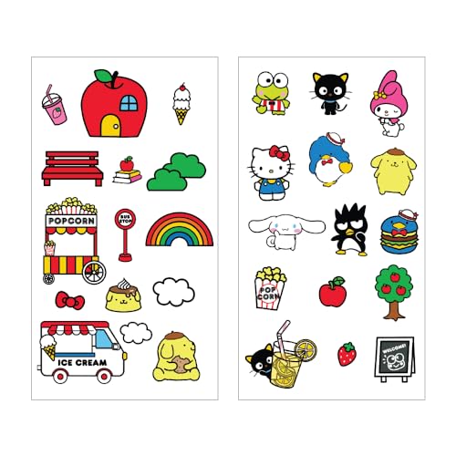 Silver Buffalo Sanrio Hello Kitty and Friends Featuring Badtz-Maru, Pompompurin, Keroppi, My Melody, Tuxedo Sam, Cinnamoroll, and Chococat Plastic Bottle with Sticker Set, 32 Ounces | Badtz-Maru, Pompompurin, Keroppi, My Melody, Tuxedo Sam, Cinnamoroll, C