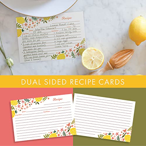 Jot & Mark 8.5"" x 9.5"" 3 Ring Recipe Binder with 50 Matching 4x6 inch | 50 Recipe Cards + 25 Sleeve Protectors + 5 Full-Page Sleeves + 6 Divider Tabs | 8.5x9.5 3-Ring - color: Summer Citrus, size: 8.5" x 9.5"