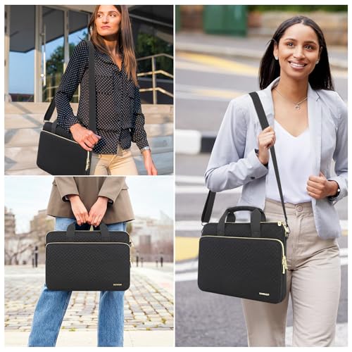 DOMISO 15.6 inch Laptop Case Sleeve Protective Cover Compatible with MacBook Pro 16 M4 M3 M2/Pro Max,15.6-16 inch HP Dell ASUS Lenovo Chromebook,Waterproof Computer Bag with Shoulder Strap,Black - color: Black, size: 15.6 inch