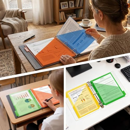 40 Pack 3 Ring Binder Dividers with Tabs and Pockets, 8 Tab Divider for 3 Ring Binder, Plastic 2-Pocket Dividers for Letter Size