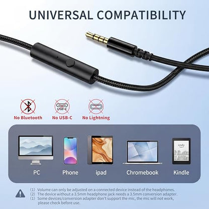AILIHEN A8 Headphones Wired for School Students Kids K-12 Classroom，Adjustable, Foldable, Over-Ear Headsets with Microphone HD Stereo Sound 3.5mm Jack for Chromebook (Blue)