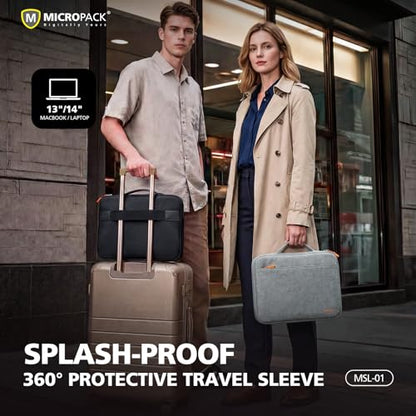 Micropack 360°Protective Laptop Sleeve Case with Handle for 14-inch MacBook Water-Resistant Laptop Bag for HP Lenovo Dell Acer Slim Travel Computer Bag,Black (Black, 14inch)