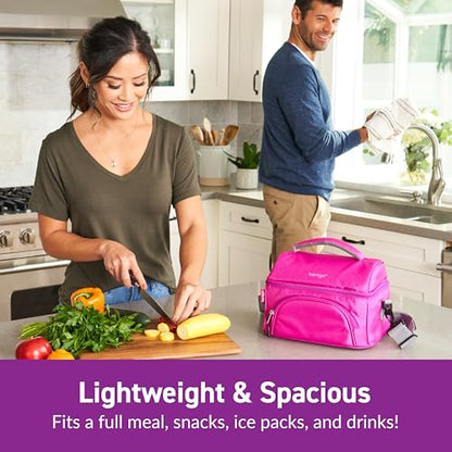 Bentgo Deluxe Lunch Bag - Durable and Insulated Lunch Tote with Zippered Outer Pocket, Internal Mesh Pocket, Padded & Adjustable Straps, & 2-Way Zippers - Fits Most Lunch Boxes (Purple) - color: Purple