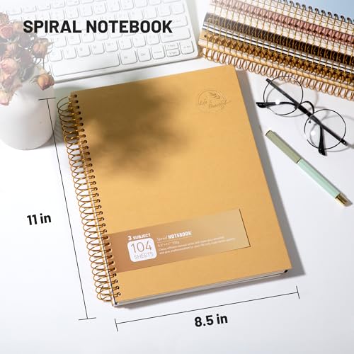 8.5 x 11 Large Spiral Notebook 3 Subject Spiral Notebook Hardcover Spiral Notebook for Note Taking 120 Sheets College Ruled Journal for School Office Supplies Writing Journal,Brown - color: 4.brown
