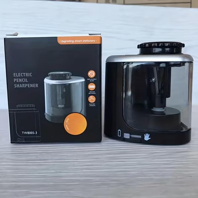 Electric Pencil Sharpener, Single Hole Automatic Sharpener for Standard Pencils, Portable Battery Operated (2 AA Not Included) for Kids School Office Home Art