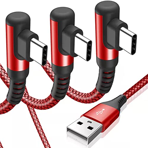 sweguard USB C Cable Right Angle [3Pack, 10FT+6.6FT+3.3FT], USB Type C iPhone 17 Charger Cable Nylon Braided Cord for iPhone 15 16 17 Pro Max Plus, Samsung Galaxy S26 S25 S24 S23 S22 Note 20 10, Moto - color: red, size: 3.3ft+6.6ft+10ft