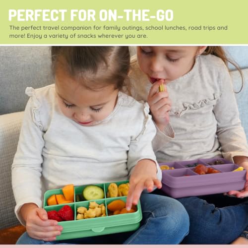 melii Snackle Box | 6-Compartment Divided Snack Container, BPA-Free Food Storage with Removable Dividers for School, Travel & On-the-Go Snacking (Dinosaur) - color: Dinosaur