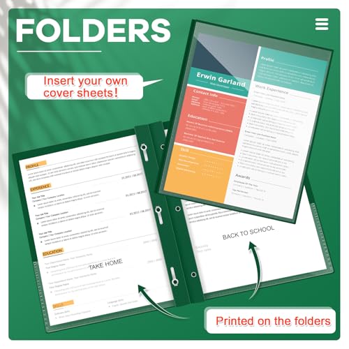 Henoyso 24 Pcs Plastic Folders with Clear Front Pocket and 3 Prong Take Home Plastic 2 Pocket Folder Back to School for Students Parent Teacher Communication for School Office (Dark Green) - color: Dark Green