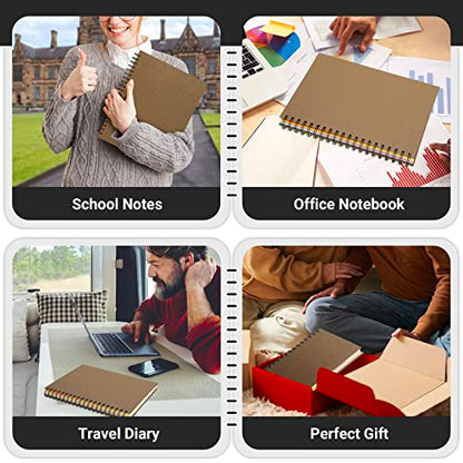 EUSOAR 5 Subject Spiral Notebook, 1pcs A4 11" x8-1/2 College Ruled Writing Pad, 100GSM 120Sheets/ 240Pages of Lined Paper, Thick Hardcover, for Traveling Students, Office and Business, Kraft - color: Kraft, size: A4-1Pack