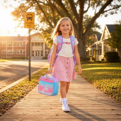 RHCPFOVR Kids Lunch Bag - Insulated Lunch Box for Boys Girls,Washable Lunch Bag and Reusable Toddler Leak-proof Lunchbox for School and Daycare - color: Blue and Pink Mermaid Tail