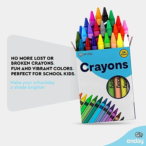 Enday Premium Non-Toxic 24 Color Crayons for Kids & Teachers - 24 Pack Easy to Hold Toddler Crayons, 576 Count - size: 1 Count (Pack of 24)