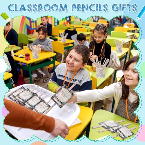 Tenceur 24 Set/48 Pcs Back to School 4th Graders Pencils and Cards Set, Fourth Grade Motivational Wooden Pencil with Erasers, Composition Book Greeting Note for Student Classroom Reward Gift - style: 4th Graders