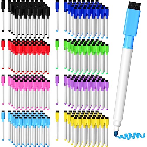 Kosiz 200 Pcs Magnetic Dry Erase Markers Fine Point Tip Whiteboard Markers with Eraser Cap Magnetic Dry Erase Pens Erasable Pens for Whiteboard Boards (Colorful) - color: Colorful