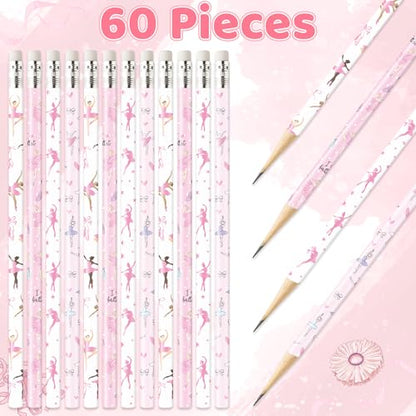 Xqumoi 60Pcs Dance Ballet Pencils with Eraser - Ballerina Theme #2 HB Pencils, School Classroom Student Rewards Back to School Office Supply Party Goodie Bag Fillers Stuffers Birthday Party Favors - style: Dance Ballet