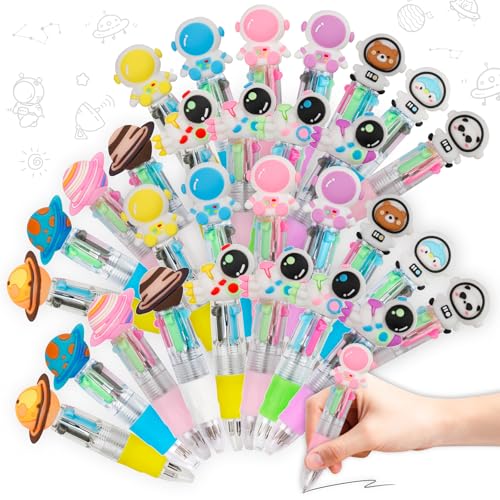 CZWZ 30Pcs Mini Multicolor Pens in One 4-in-1 Cute Pens Bulk for Kids, Ballpoint Pen for Birthdays and Children's Parties, Fun Gifts Assorted Ink Kawaii Pen(Space) - style: 30Pcs-Space