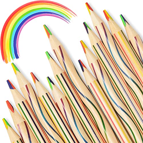 ThEast Party Favors Rainbow Pencils 30 Pieces, Back to School Supplies for Teens, 4 in 1 Colored Pencils for Kids, Goodie Bags Stuffers, Classroom Gifts - style: Contemporary