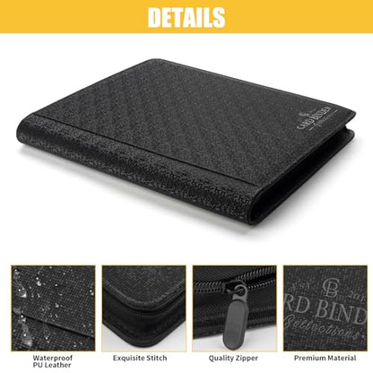 Toploader Binder,Toploader Hard Cases, 9-Pocket Pages Sleeves Hold up 288 Cards.Toploader Card Binder with Sleeves for “3×4” rigid，Card Holder(black) - color: black3, size: 9 Pocket 288 Toploader