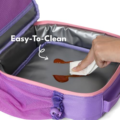 Elemental Insulated Lunch Bag for Kids, with Water Bottle Pocket & Charm Band, Fits Lunch Box, Lunch Bag for School to Keeps Food at Optimal Temperature, 3L - Mermaid - color: Purple