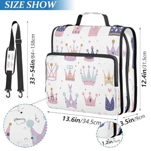 Crown Zipper Binder 3 Ring with Shoulder Strap and Handle Multiple Pockets Expanding File Folder Organizer