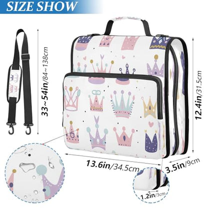 Crown Zipper Binder 3 Ring with Shoulder Strap and Handle Multiple Pockets Expanding File Folder Organizer