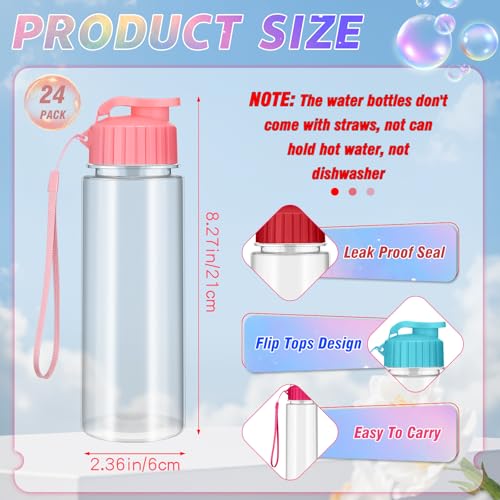 mwellewm Bulk Water Bottles 24 Pack 17 oz Reusable Plastic Water Bottles Bulk with Leak Proof Flip Top for Gym Sports Outdoor Fitness Party Clasroom School Activities Camping Office Travel(Colorful)