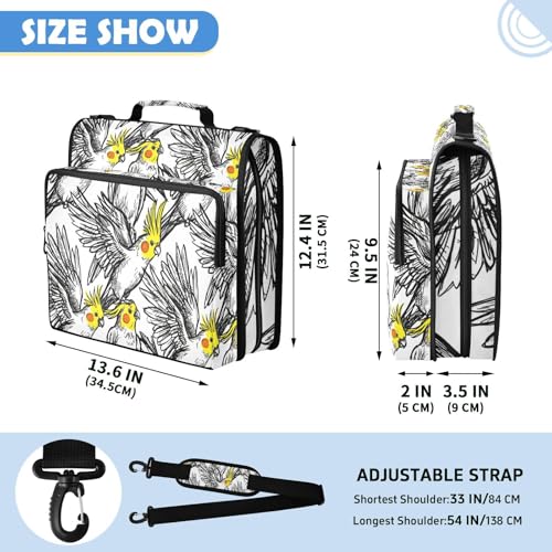 Birds 2inch 3 Ring Zipper Binder Multi-Pocket Storage Holds 14 Inch Laptop for Students and Office Use - color: Birds