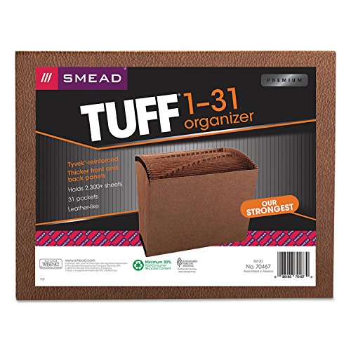 Smead TUFF Expanding File, Daily (1-31), 31 Pockets, Letter Size, Redrope-Printed Stock (70467) - size: Letter, style: Daily 1-31 Index, Letter Size
