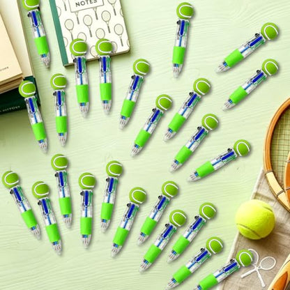 Tennis Party Favors Tennis Pens Mini Multicolor Pen in One Cute Fun 4-in-1 Pens Bulk Cool Ballpoint Pen for Birthday Gifts Teacher Supplies (Tennis, 12) - style: Tennis