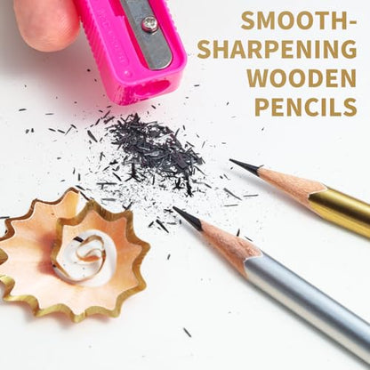 M&G Gleam Series 24 Pack HB Triangular Wood-Cased Pencils, Unsharpened with Matching Erasers, Smooth Writing Break-Resistant Core, Gold and Silver Solid Barrels for School Office Classroom Supplies - style: GLEAM