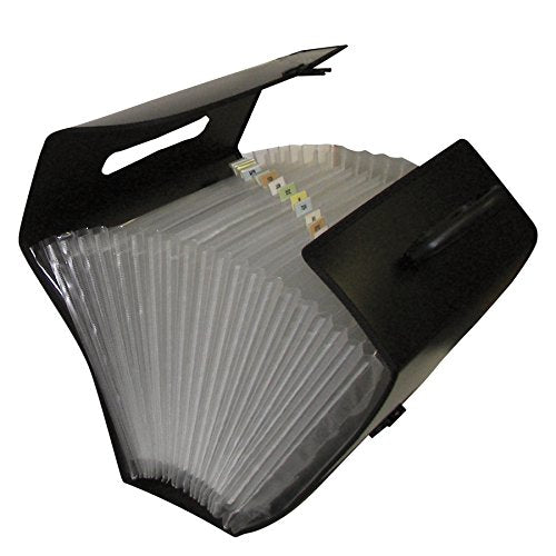 C-Line 21-Pocket Poly Expanding File with Handle, Includes Tabs, Locking Closure, Legal Size, Black (58320), Traditional - size: Legal