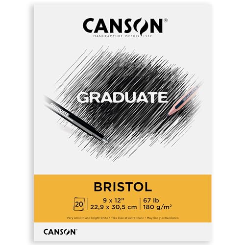 Canson Graduate Bristol Pad, Foldover, 9x12 inch, 20 Sheets | Artist Paper for Adults and Students - Drawing, Sketching, Markers and Art Journaling,White - size: 9x12 inch