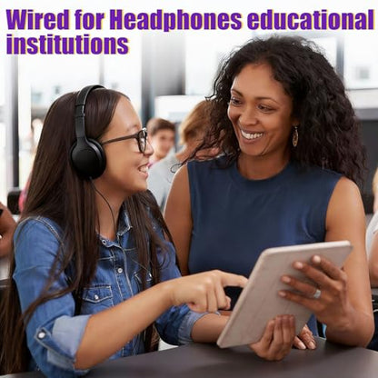 Yunsailing 30 Pack Over Ear Wired Headphones Bulk for School Classroom Student, Adjustable Headband with 3.5mm Jack, Lightweight Design Earphones for Classroom Learning and Testing (Black) - color: Black